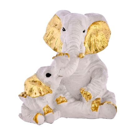 Small Elephant Family Mom and Baby Sculpture